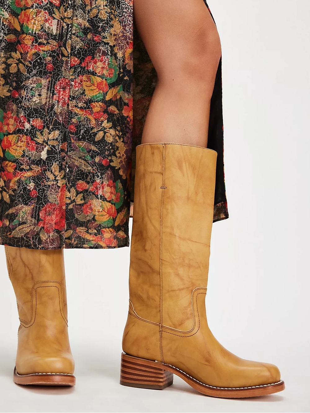 Frye Campus 14L Boots Wide Calf Banana